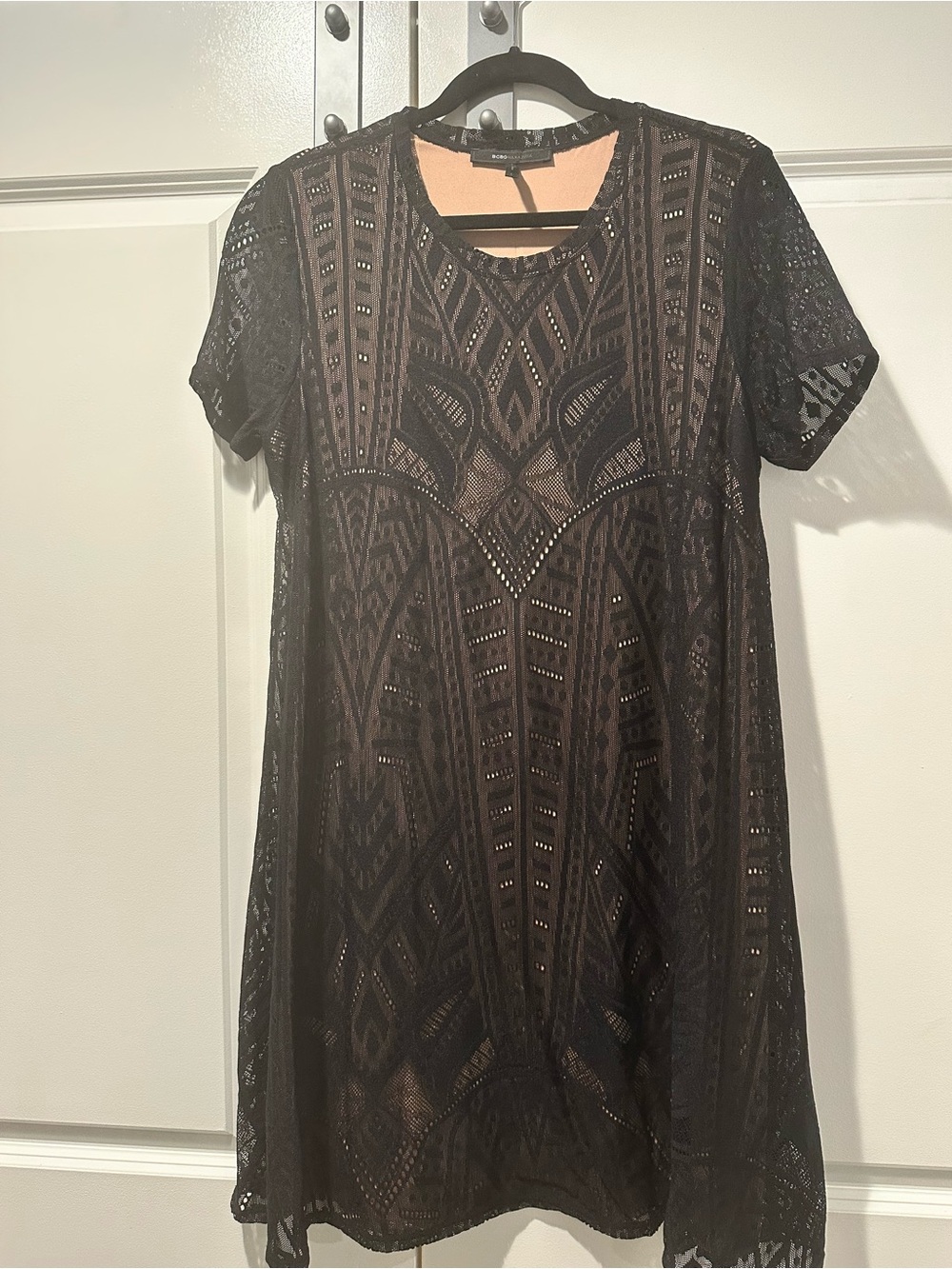 BCBGMaxAzria Black Lace Overlay Mini Dress